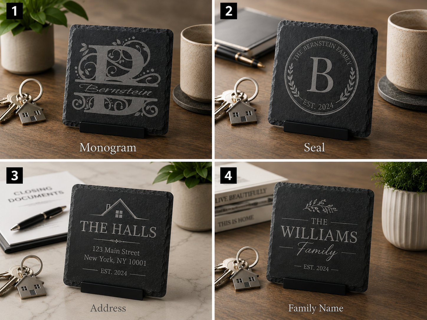 Personalized Slate Coaster Set | Set of 4